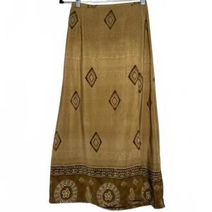 Vintage Brown Tan Long Women's Wrap Skirt
